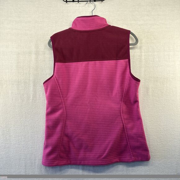Lands End Full Zip Vest Womens Size M 10-12 Pink Colorblock Polartec Warm Pocket - Picture 3 of 8